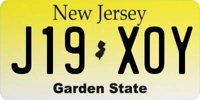 NJ license plate J19XOY