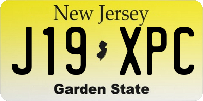 NJ license plate J19XPC