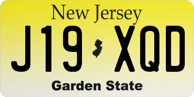 NJ license plate J19XQD