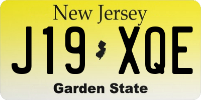 NJ license plate J19XQE