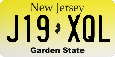 NJ license plate J19XQL