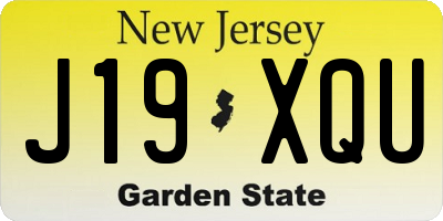 NJ license plate J19XQU