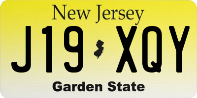 NJ license plate J19XQY