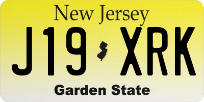 NJ license plate J19XRK