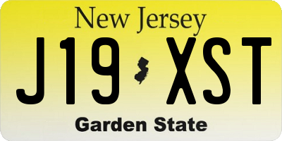 NJ license plate J19XST