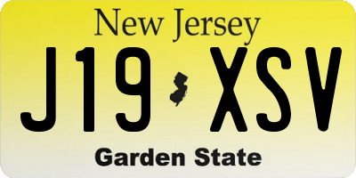 NJ license plate J19XSV