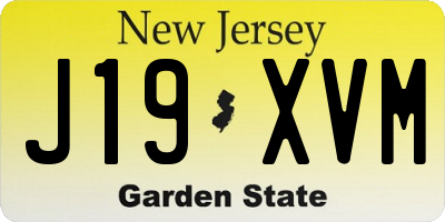 NJ license plate J19XVM