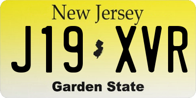 NJ license plate J19XVR