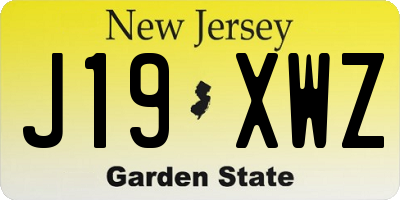 NJ license plate J19XWZ