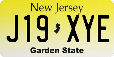 NJ license plate J19XYE