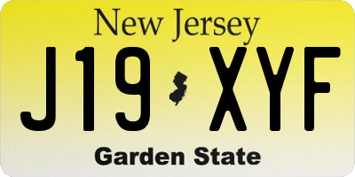 NJ license plate J19XYF