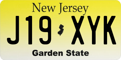 NJ license plate J19XYK