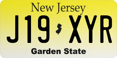 NJ license plate J19XYR
