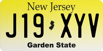 NJ license plate J19XYV