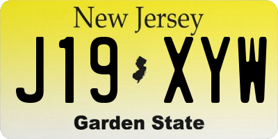 NJ license plate J19XYW
