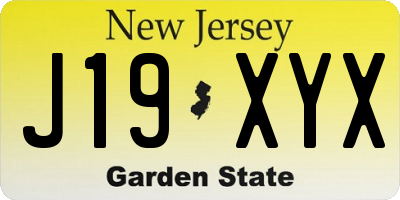 NJ license plate J19XYX