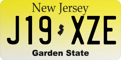 NJ license plate J19XZE