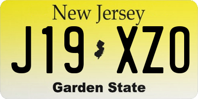 NJ license plate J19XZO