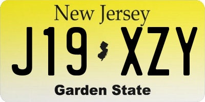 NJ license plate J19XZY