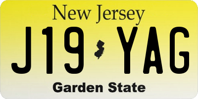 NJ license plate J19YAG