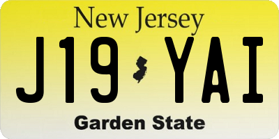 NJ license plate J19YAI