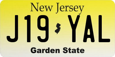NJ license plate J19YAL
