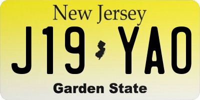NJ license plate J19YAO