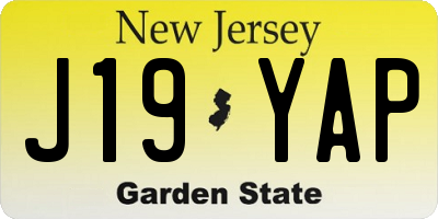 NJ license plate J19YAP