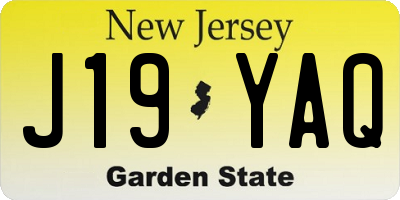 NJ license plate J19YAQ