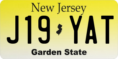 NJ license plate J19YAT