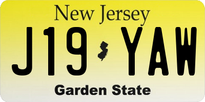 NJ license plate J19YAW