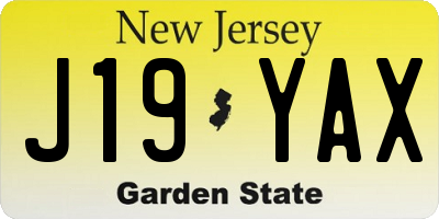 NJ license plate J19YAX