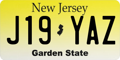 NJ license plate J19YAZ