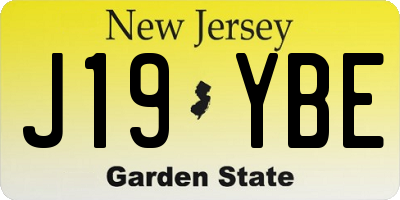 NJ license plate J19YBE