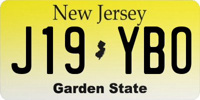 NJ license plate J19YBO