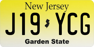 NJ license plate J19YCG