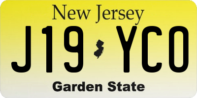 NJ license plate J19YCO