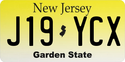 NJ license plate J19YCX