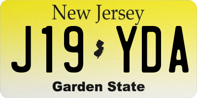 NJ license plate J19YDA
