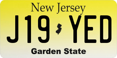NJ license plate J19YED