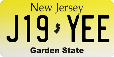 NJ license plate J19YEE