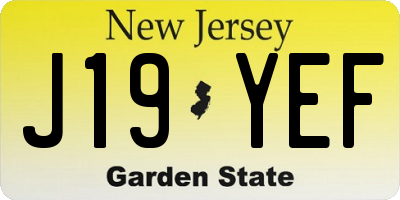 NJ license plate J19YEF