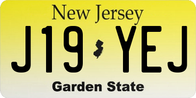 NJ license plate J19YEJ