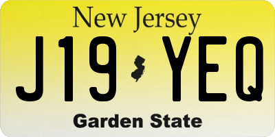 NJ license plate J19YEQ
