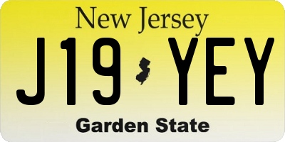 NJ license plate J19YEY