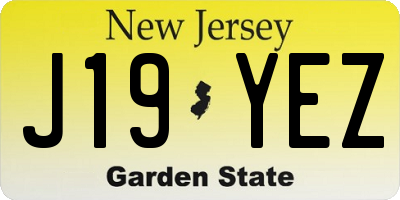 NJ license plate J19YEZ
