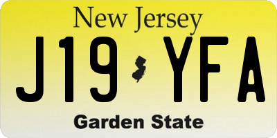 NJ license plate J19YFA