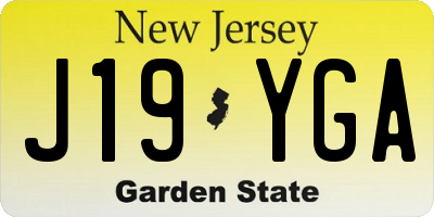 NJ license plate J19YGA