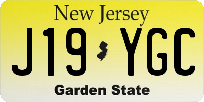 NJ license plate J19YGC