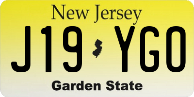 NJ license plate J19YGO